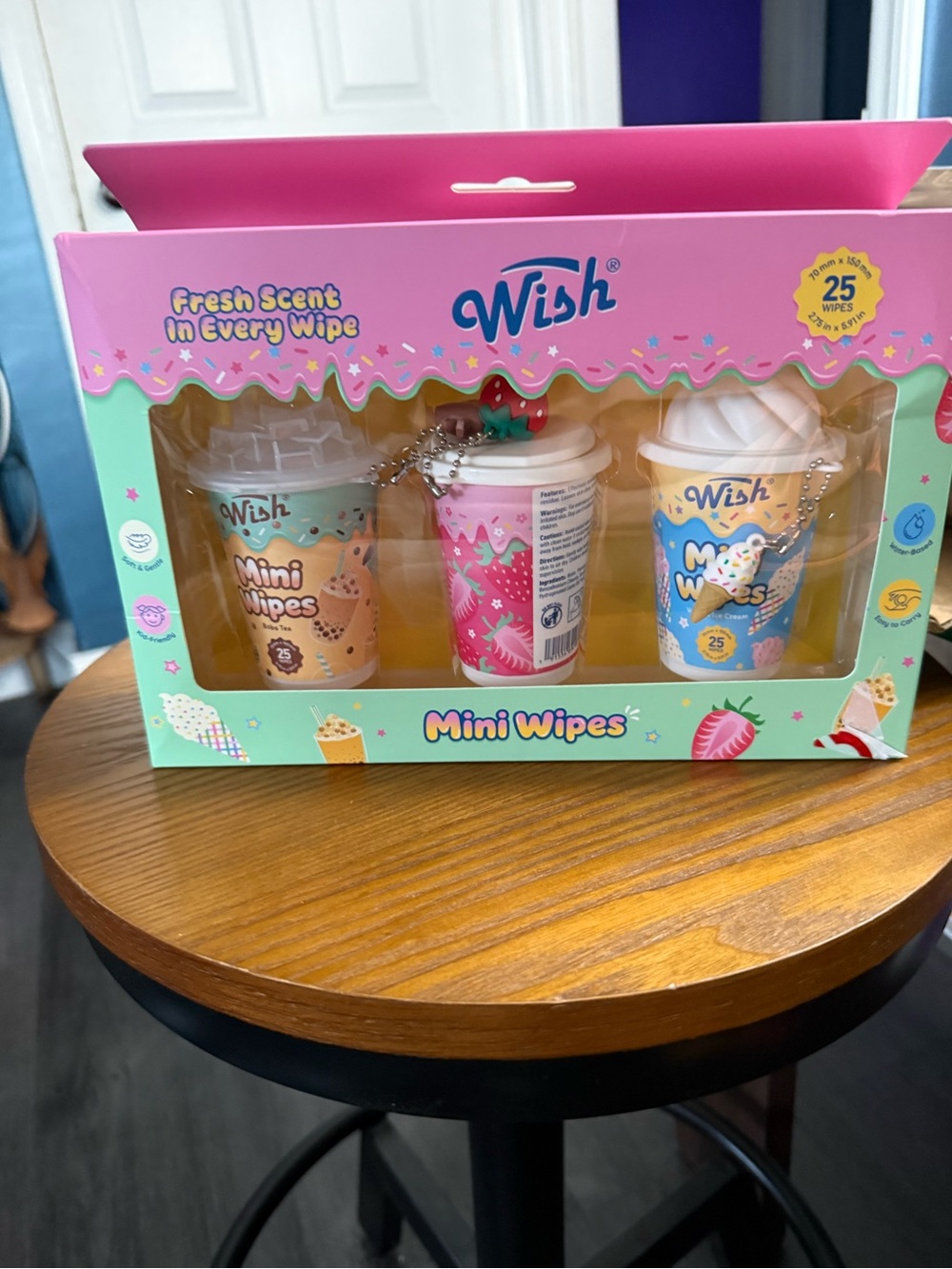 Wish Mini Wipes Set - Pink, Mint & Blue Travel Cups
